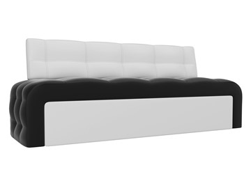 Кухонный прямой диван Люксор, Черный/Белый (экокожа) в Миассе