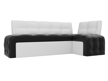 Раскладной кухонный диван Люксор угловой, Черный/Белый (экокожа) в Миассе
