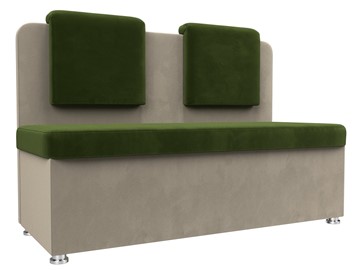 Кухонный прямой диван Маккон 2-х местный, Зеленый/Бежевый (микровельвет) в Челябинске