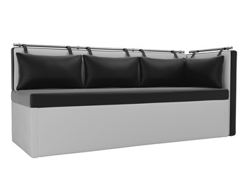 Кухонный диван Метро угловой, Черный/Белый (экокожа) в Магнитогорске