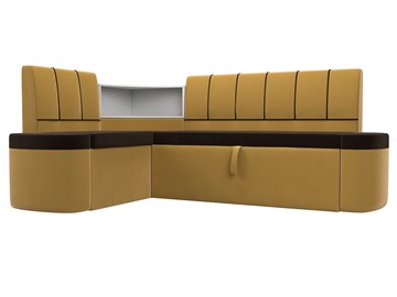 Раскладной кухонный диван Тефида, Коричневый\Желтый (Микровельвет) в Копейске