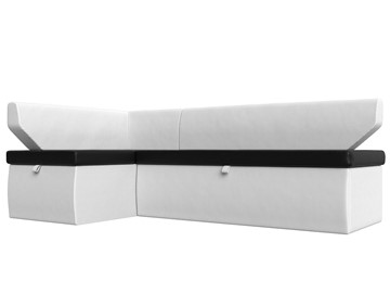 Угловой кухонный диван Омура, Черный/Белый (Экокожа) в Златоусте