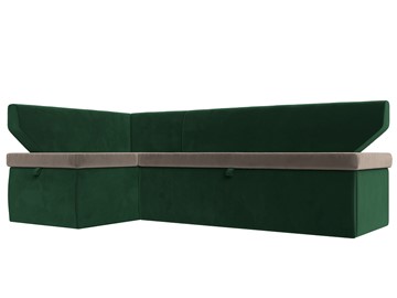 Угловой кухонный диван Омура, Коричневый\Зеленый (Велюр) в Миассе