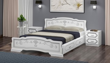 Кровать с выкатными ящиками Карина-6 (Белый Жемчуг) 140х200 в Миассе