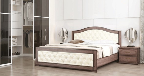 Кровать в спальню Стиль 3, 160х200, кожзам, с основанием в Челябинске - изображение