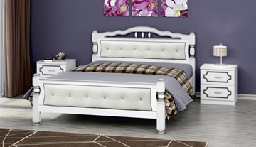Кровать полутороспальная Карина-11 (Белый Жемчуг, светлая обивка) 140х200 в Миассе
