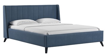 Кровать с механизмом 2-спальная Мелисса 160,арт. Тори 83 велюр (серо-синий) + кроватное дно в Челябинске - предосмотр