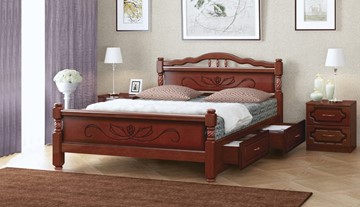 Кровать с выкатными ящиками Карина-5 (Орех) 160х200 в Миассе