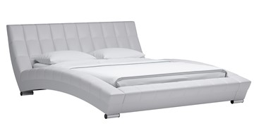 Кровать спальная Оливия 160 арт. Марика 483 к/з (белый) с основанием в Миассе - предосмотр
