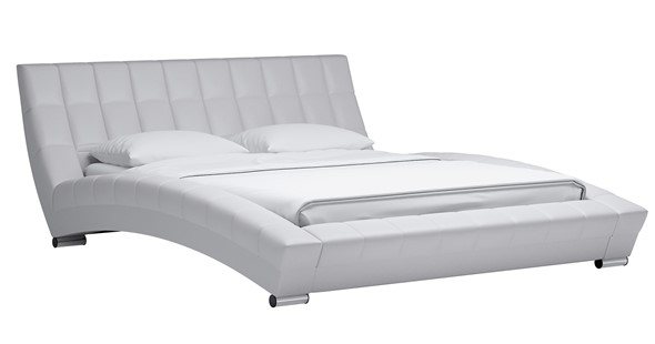 Кровать спальная Оливия 160 арт. Марика 483 к/з (белый) с основанием в Челябинске - изображение