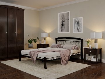 Кровать спальная Муза 4 Лайт, 1600, черный/шоколад в Магнитогорске