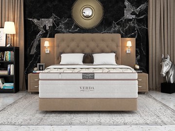 Кровать в спальню Alliance/Podium M 160х200, Флок (Велсофт Какао) в Челябинске - предосмотр