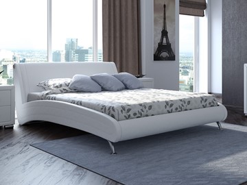 Кровать в спальню Corso-2 160х200, Экокожа (Белый) в Челябинске