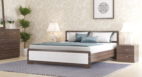 Полуторная кровать Золушка, 140х200 с основанием, кожзам, венге в Копейске - изображение
