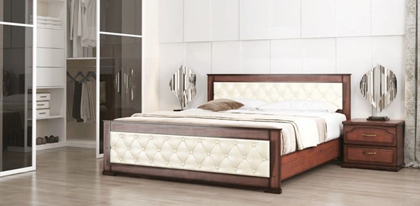Спальная кровать Стиль 2, 160х200, кожзам, с основанием в Миассе - изображение