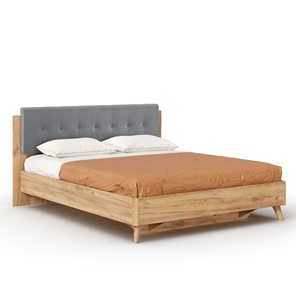 Двуспальная кровать Марта-2 ЛД 160 406.120.000 (с КО и мягкой накладкой, точечная утяжка Neo 25) (Дуб Золотой/Серый) в Миассе