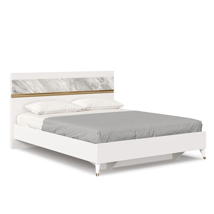 Двуспальная кровать 1600 Айла ЛД 688.120.000 с основанием, Белый/Статуарио, исполнение 1 в Златоусте - изображение
