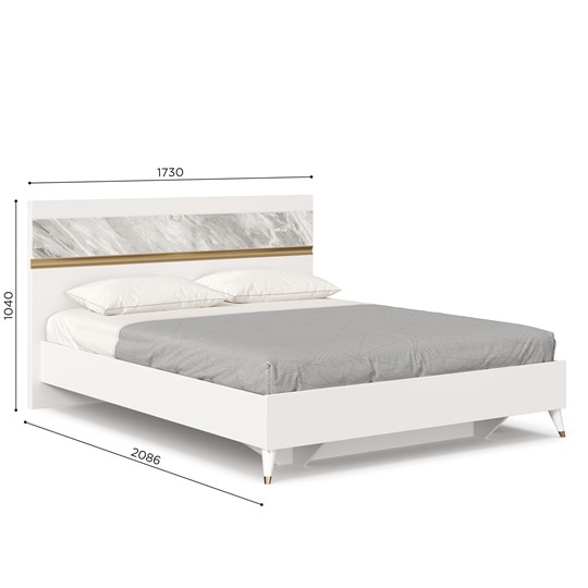 Двуспальная кровать 1600 Айла ЛД 688.120.000 с основанием, Белый/Статуарио, исполнение 1 в Златоусте - изображение 4