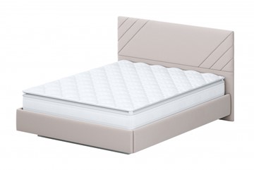 Кровать двуспальная №2 (универсальная 1,6х2,0) серия №2, белый/бежевый ткань/лайн бежевый ткань в Челябинске