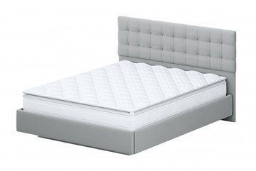 Кровать двуспальная №2 (универсальная 1,6х2,0) серия №2, белый/серый ткань/квадро серый ткань в Миассе