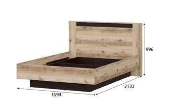 Кровать №3 (универсальная 1,6х2,0 страйп) серия №2, дуб делано/дуб венге в Челябинске - предосмотр 1