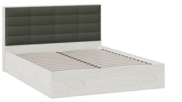 Спальная кровать Агата тип 1 (Дуб крафт белый, Велюр Серый) в Миассе - изображение 1