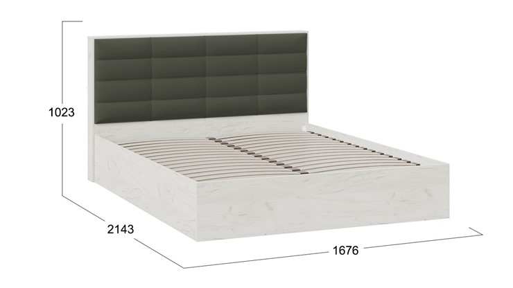 Спальная кровать Агата тип 1 (Дуб крафт белый, Велюр Серый) в Миассе - изображение 3