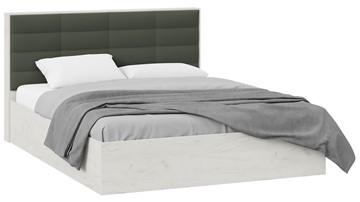 Спальная кровать Агата тип 1 (Дуб крафт белый, Велюр Серый) в Магнитогорске