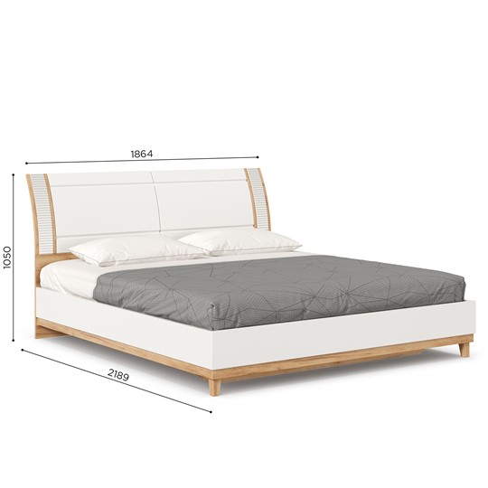 Кровать двуспальная Бари 1800 с кроватным основанием Дуб Золотой/Белый ЛД 698.220 в Челябинске - изображение 8