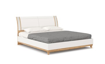 Кровать двуспальная Бари 1800 с кроватным основанием Дуб Золотой/Белый ЛД 698.220 в Миассе