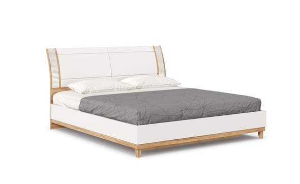 Кровать двуспальная Бари 1800 с кроватным основанием Дуб Золотой/Белый ЛД 698.220 в Челябинске - изображение