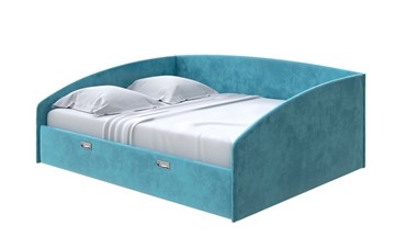 Кровать спальная Bono 160х200, Велюр (Лофти Лазурь) в Копейске
