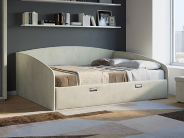 Спальная кровать Bono 160х200, Велюр (Лофти лён) в Миассе