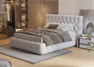Кровать спальная Castello 180х200, Флок (Бентлей Светло-серый) в Миассе