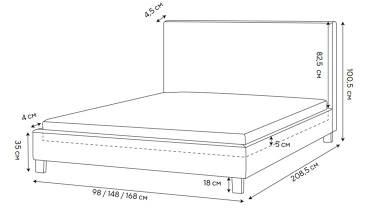 Кровать 2-спальная Claro 160х200, Велюр (Monopoly Миндаль (111)) в Златоусте - изображение 1