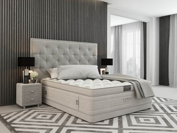 Кровать двуспальная Classic Compact/Basement 180х200, Флок (Велсофт Серый) в Магнитогорске