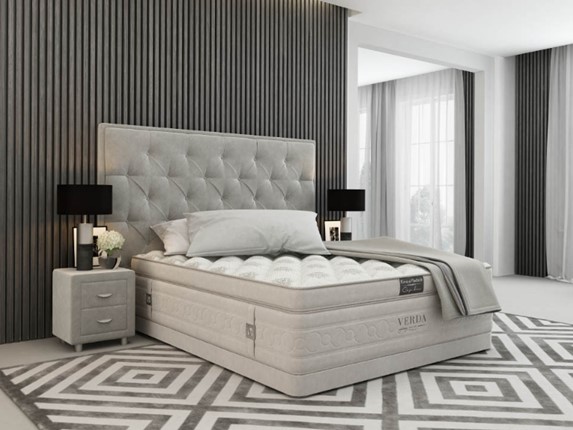 Кровать двуспальная Classic Compact/Basement 180х200, Флок (Велсофт Серый) в Копейске - изображение