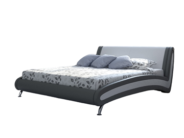 Кровать двуспальная Corso-2 140х200, Экокожа (Серый с белым) в Копейске