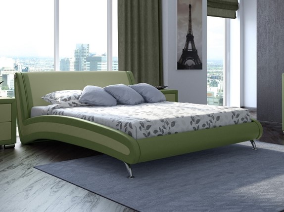 Кровать двуспальная Corso-2 180х200, Экокожа (Олива и зеленое яблоко) в Челябинске - изображение