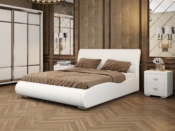 Кровать в спальню Corso-8 Lite 140x200, Экокожа (Белый) в Челябинске - изображение