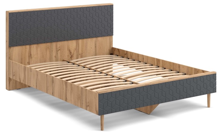 Кровать 2-х спальная Денвер, 1600 с основанием (Дуб Вотан/Графит) в Миассе - изображение 1