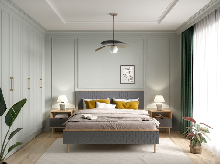 Кровать 2-х спальная Денвер, 1600 с основанием (Дуб Вотан/Графит) в Миассе - изображение 3