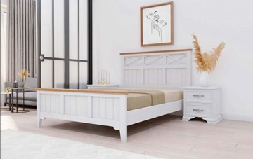 Кровать 2-спальная Грация-5 карниз сосна (Белый Античный) 160х200 в Копейске
