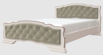 Кровать в спальню Карина-10 (Дуб Молочный, светлая обивка) 160х200 в Копейске