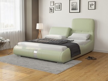 Кровать в спальню Лукка 140х200, Экокожа (Зеленое яблоко) в Челябинске