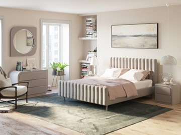 Спальная кровать Madison 160x200, Искусственная шерсть (Лама Светло-серый) в Челябинске - предосмотр 1