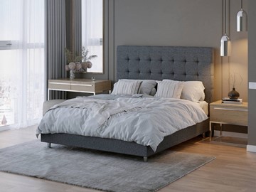 Спальная кровать Madrid Boxspring Standart 160х200, Рогожка (Savana Grey (серый)) в Челябинске