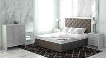 Кровать 2-х спальная Манхэттен 160х200 (с основанием), высота спинки - 130 см в Челябинске - предосмотр