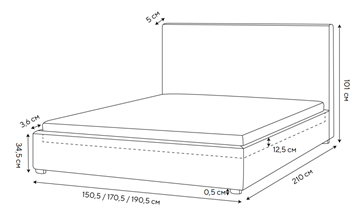 Кровать в спальню Mono 140х200, Велюр (Monopoly Миндаль (111)) в Миассе - предосмотр 1