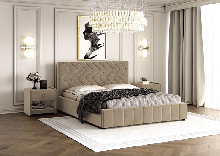 Кровать 2-спальная Нельсон Зиг Заг 160х200 (вариант 3) с основанием в Магнитогорске - изображение 1